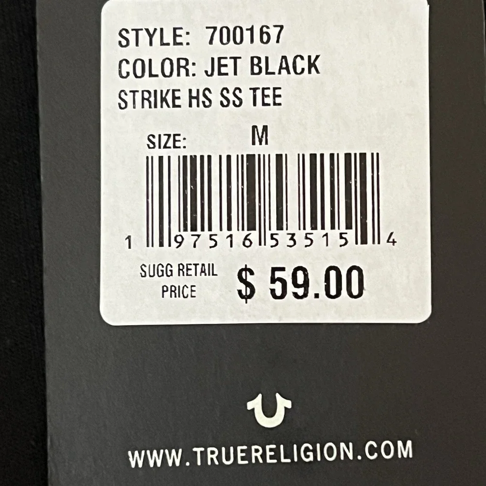 True Religion Men's Jet Black Strike Embellished Short Sleeve T-shirt Medium NWT